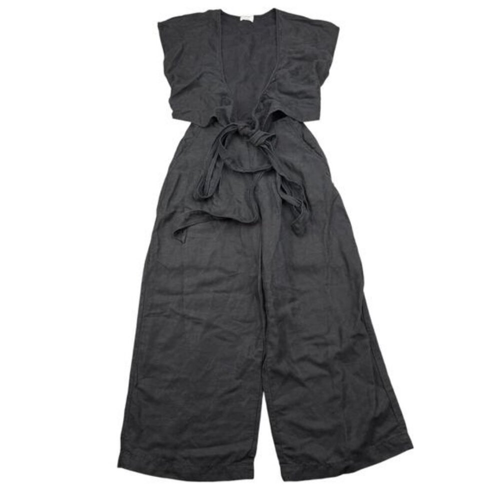 Aritzia Wilfred Brax Linen Jumpsuit Wide Leg Black - Picture 3 of 8